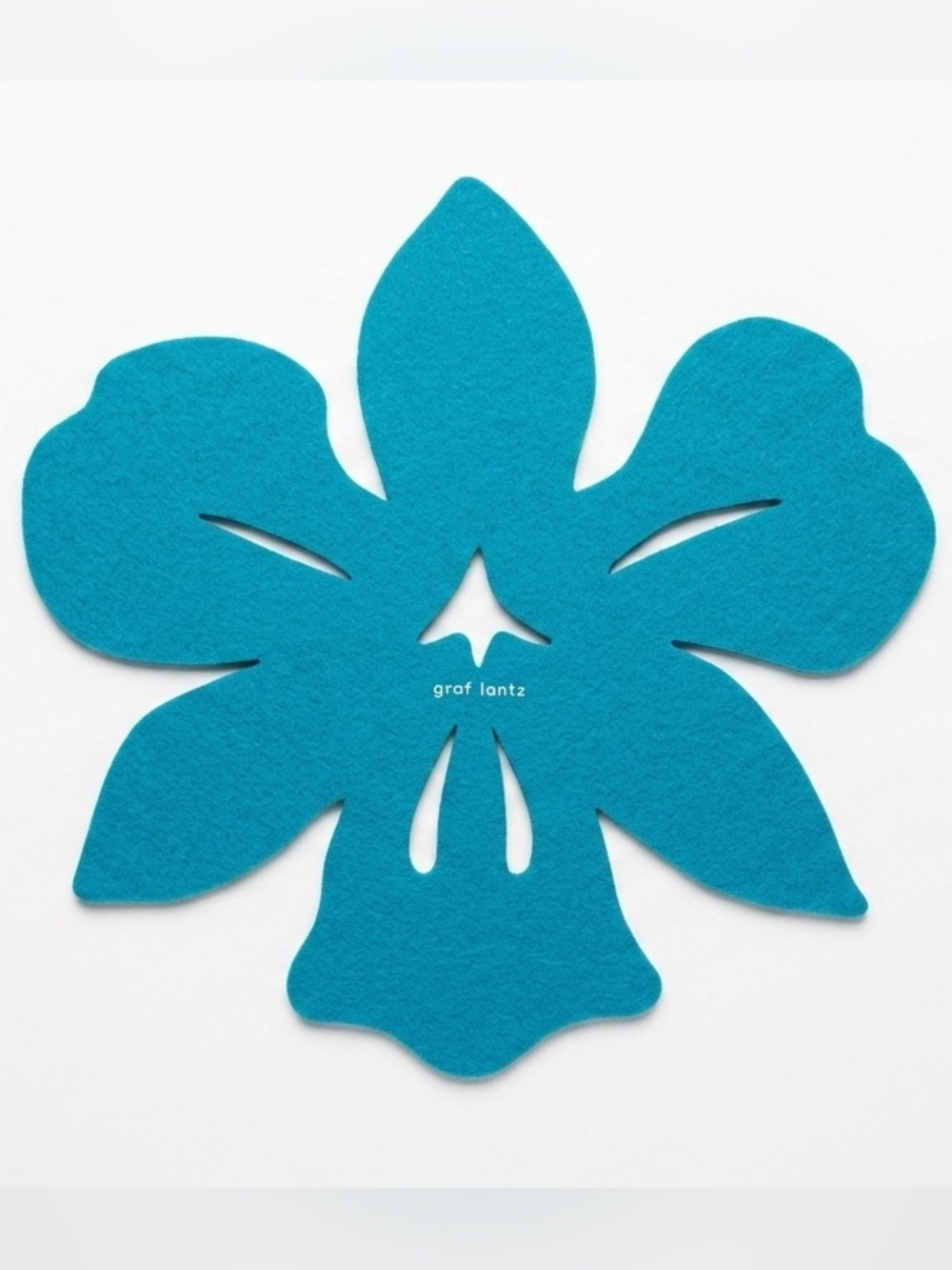 NWT Graf Lantz Merino Wool Orchid Trivet Turquoise Flower Decor